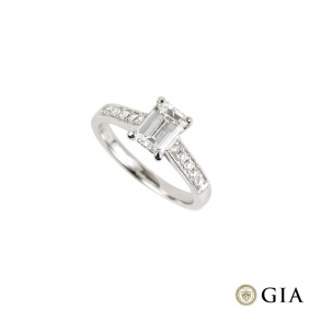 18k White Gold Emerald Cut Diamond 1.01ct E/VS1